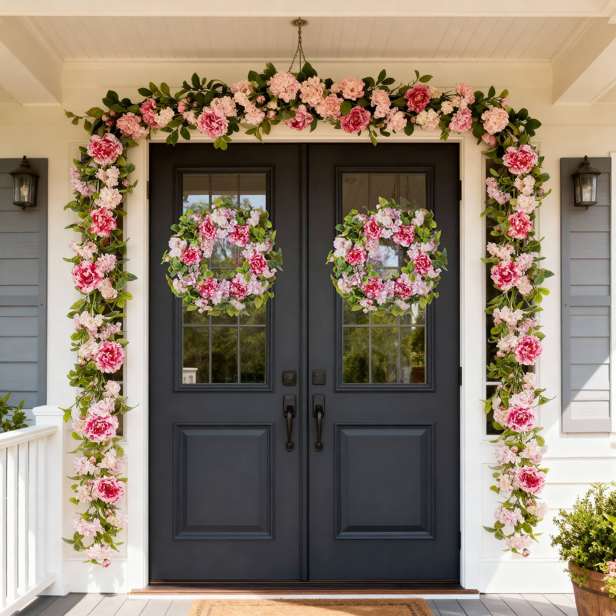 Glitzhome® 6ft. Pink Hydrangea, Peony & Cherry Floral Garland